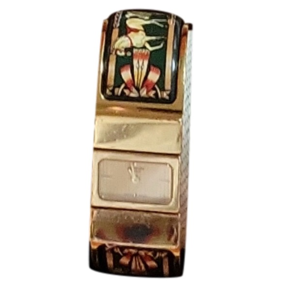 SOLD:Authentic HERMES Loquet Quartz Gold Dial Ladies Bangle Watch - Picture 1 of 9